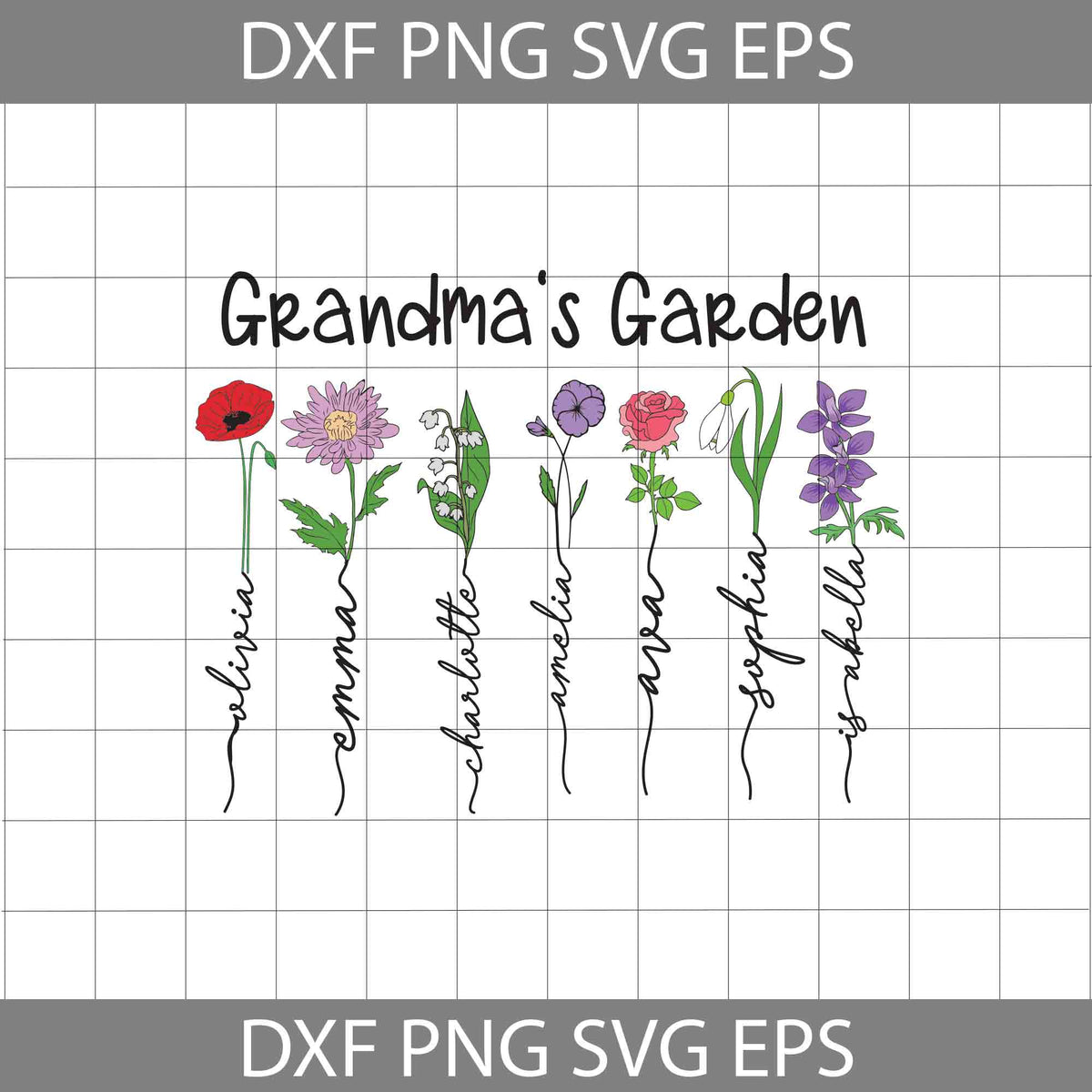 Personalized Grandma’s Garden Svg, Birth Month Flowers Clipart, Mother