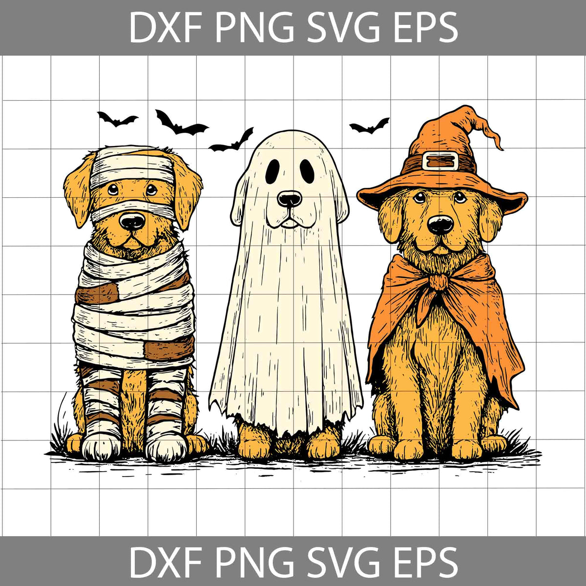Golden Retriever Svg, Pumpkin Svg, Ghots Dog Svg, Retro halloween Svg ...