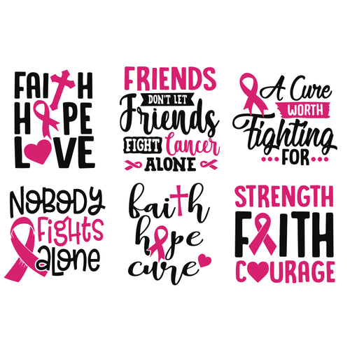 Faith Hope Love Svg, Nobody fights Alone, Strength Faith Courage svg, Cancer Svg, Awareness Svg, Cricut File, Clipart, Bundle, Svg, Png, Eps, Dxf
