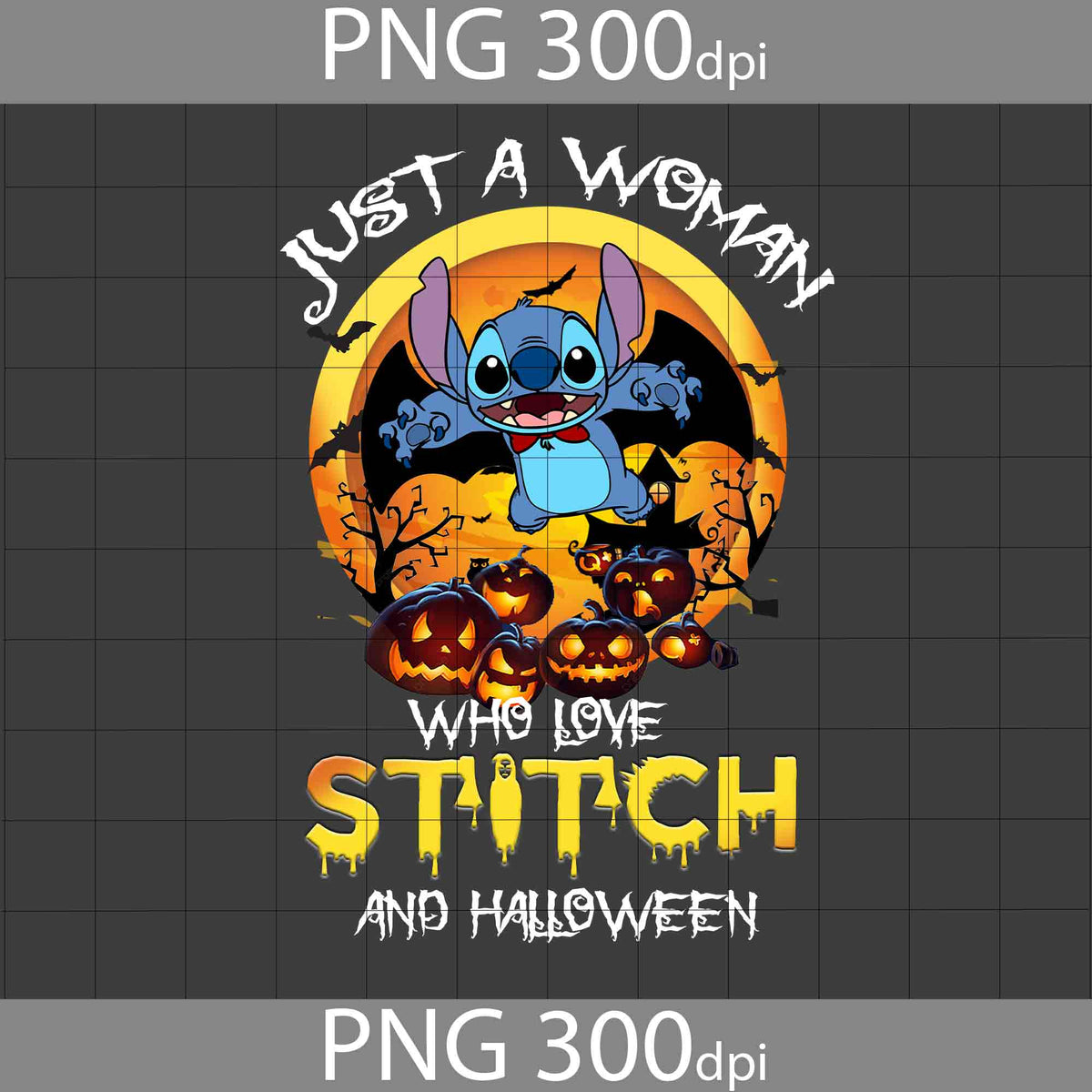 Just A Woman Who Loves Stitch And Halloween Png, Stitch Witch Png