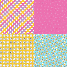 Load image into Gallery viewer, Retro Happy Face Seamless Pattern, Smiley Face, Daisy, Scrapbook Papers, Pattern Paper, Background, Wallpaper, Happy Face Pattern, 12*12inches -300dpi