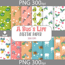 Load image into Gallery viewer, Cute Insects Seamless Pattern, Digital Papers, Scrapbook Papers, Pattern Paper, Background, Wallpaper, 12*12inches -300dpi