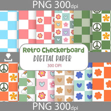 Load image into Gallery viewer, Retro Checkerboard Seamless Pattern, Scrapbook, Digital Paper, Wallpaper, Background, Checkerboard Pattern, 12*12inches -300dpi