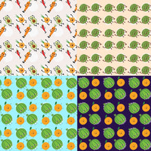 Load image into Gallery viewer, Cute Fruits, Fruit Friends Seamless Pattern, Digital Papers, Scrapbook Papers, Pattern Paper, Background, Wallpaper, Avocado, Strawberry, Watermelon, Carrot, Pumpkin, Banana, Apple, Cherry, Fruits Pattern, 12*12inches -300dpi