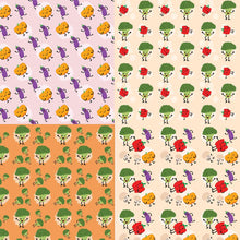 Load image into Gallery viewer, Cute Fruits, Fruit Friends Seamless Pattern, Digital Papers, Scrapbook Papers, Pattern Paper, Background, Wallpaper, Avocado, Strawberry, Watermelon, Carrot, Pumpkin, Banana, Apple, Cherry, Fruits Pattern, 12*12inches -300dpi