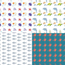 Load image into Gallery viewer, At Sea, Ocean Seamless Pattern, Digital Papers, Scrapbook Papers, Pattern Paper, Background, Wallpaper, Ocean Pattern, 12*12inches -300dpi