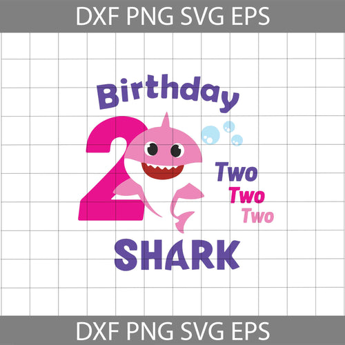 Second Birthday Pink Shark Svg, Baby Shark Svg, Birthday Svg, Cricut File, Clipart, Sihouette, Svg, Png, Eps, Dxf