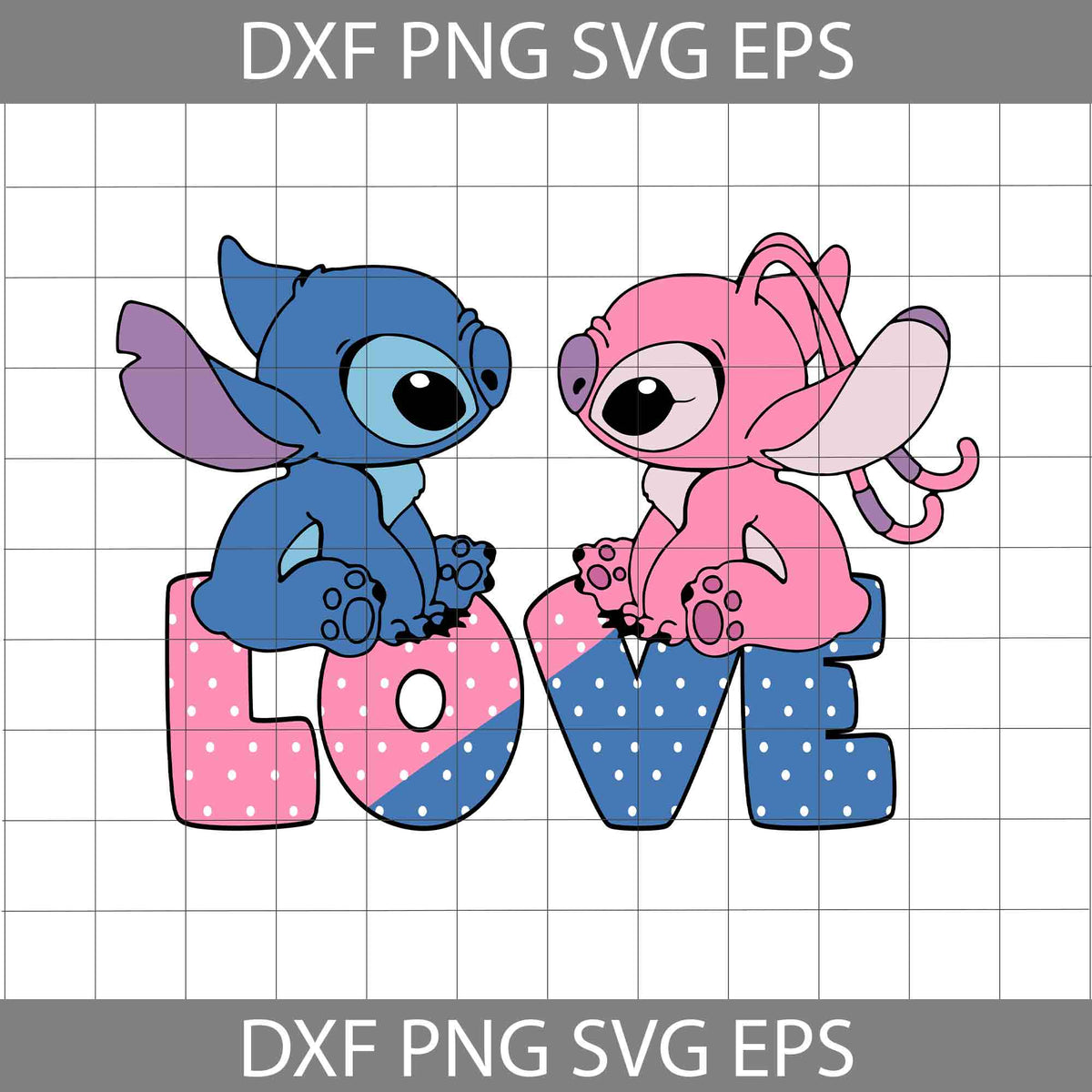 Stitch And Angel Love SVg, Couple Svg, Cartoon Svg, Valentine's day Svg,  Gift Svg, Cricut File, Clipart, Svg, Png, Eps, Dxf