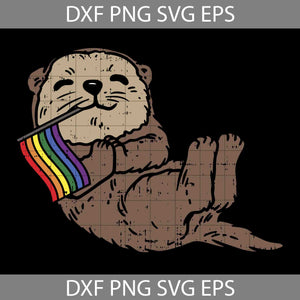 Lgbt Sea Otter Rainbow Flag Cute Gay Pride Animal Lover Svg, Father's Day Svg, Cricut File, Clipart, Svg, Png, Eps, Dxf