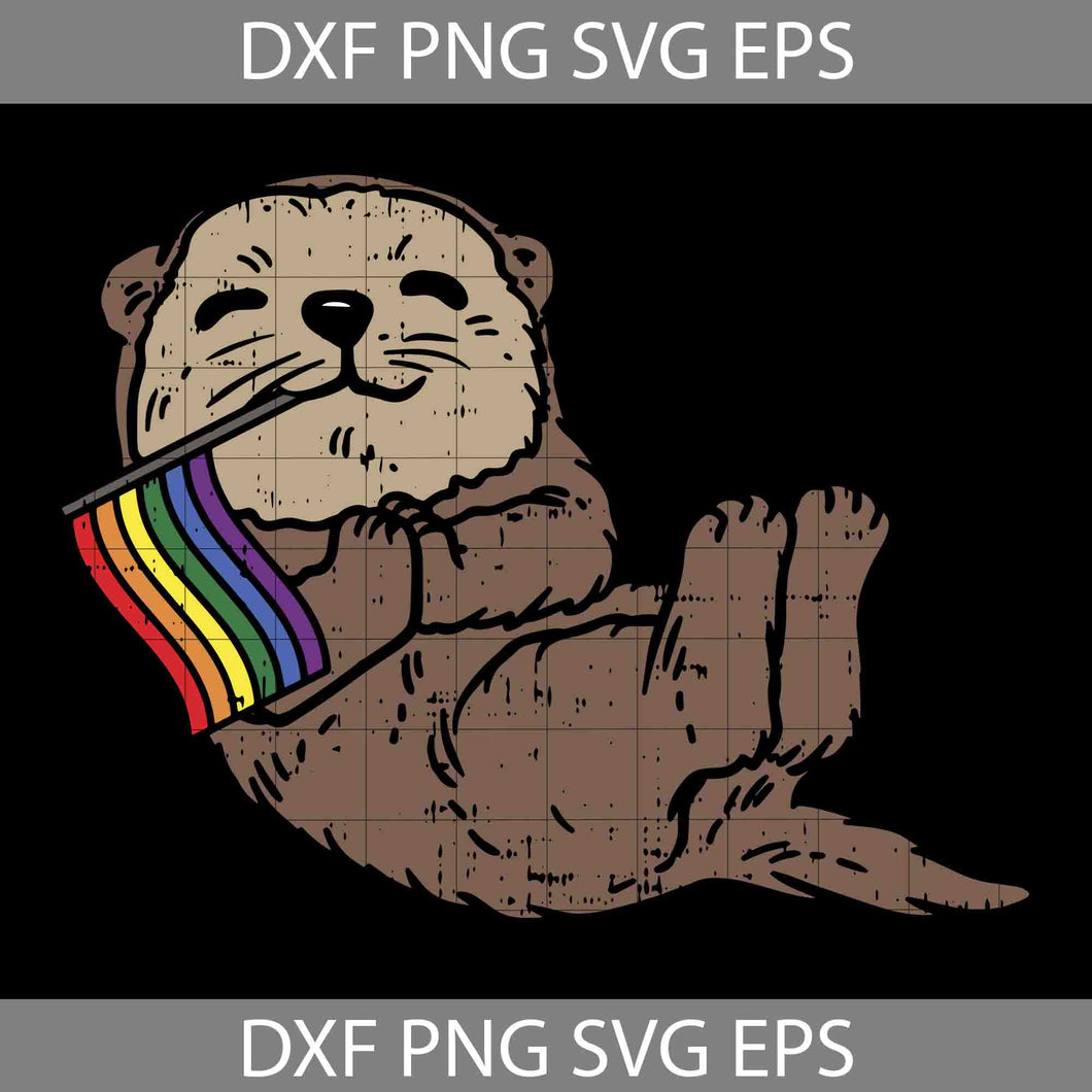 Lgbt Sea Otter Rainbow Flag Cute Gay Pride Animal Lover Svg, Father's Day Svg, Cricut File, Clipart, Svg, Png, Eps, Dxf