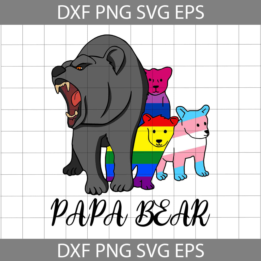 Lgbt Papa Bear SVG, Bear And Cubs Svg, Father's Day Svg, Cricut File, Clipart, Svg, Png, Eps, Dxf