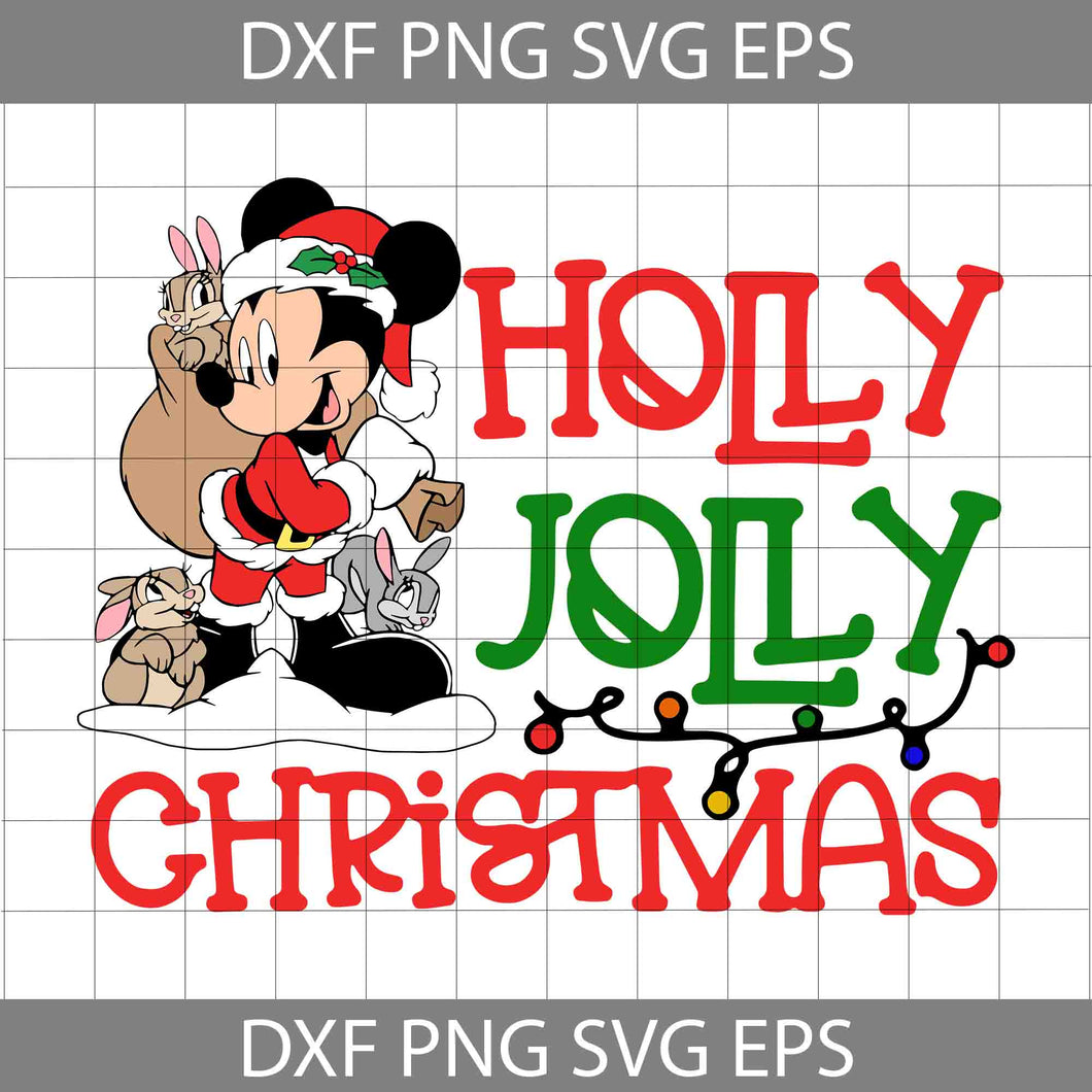 Mouse Christmas Svg, Holly Jolly Christmas Svg, Merry Christmas Svg, Cartoon Svg, Christmas Svg, Cricut File, Clipart, Svg, Png, Eps, Dxf