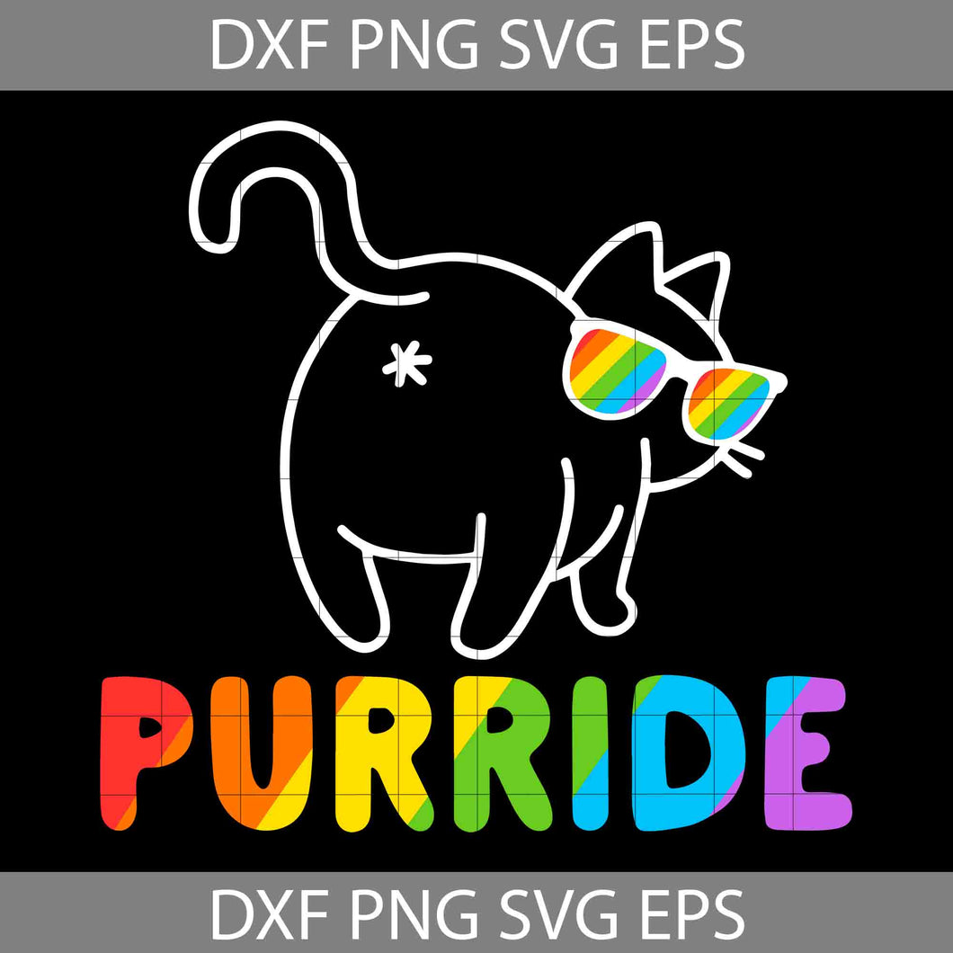 Purride Cat Svg, LGBT Svg, Cat Rainbow Svg, Love Is Love Svg, LGBT Svg, Cricut File, Clipart, Svg, Png, Eps, Dxf