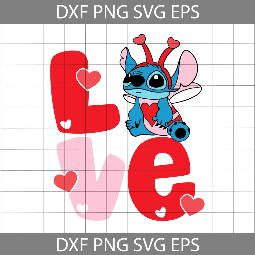 Love Bug Svg, Valentine’s Svg, Cartoon Svg, Valentine's Day Svg, Cricut File, Clipart, Svg, Png, Eps, Dxf