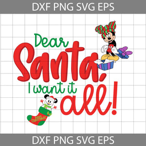 Mouse Christmas Svg, Xmas Holiday Svg, Santa I Want It All Svg, Merry Christmas Svg, Cartoon Svg, Christmas Svg, Cricut File, Clipart, Svg, Png, Eps, Dxf