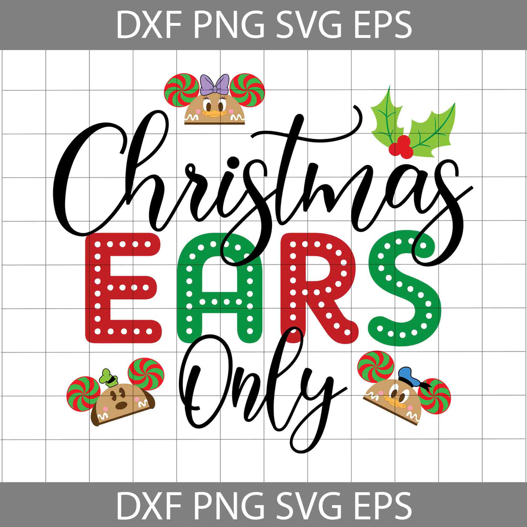 Mouse Christmas Svg, Xmas Holiday Svg, Christmas Ears Only Svg, Merry Christmas Svg, Cartoon Svg, Christmas Svg, Cricut File, Clipart, Svg, Png, Eps, Dxf
