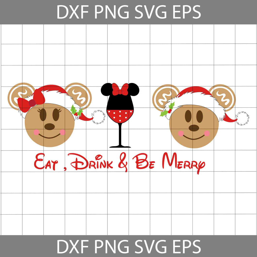Mouse Christmas Svg, Xmas Holiday Svg, Eat Drink Be Merry Mouse Ears Svg, Merry Christmas Svg, Cartoon Svg, Christmas Svg, Cricut File, Clipart, Svg, Png, Eps, Dxf