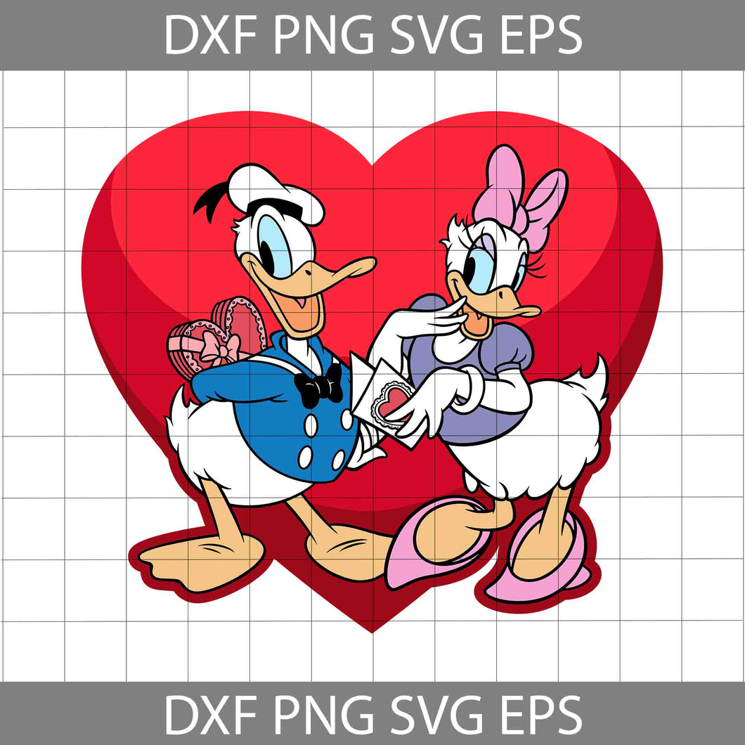 Duck Couple Svg, Duck Svg, Cartoon Svg, Valentine's Day Svg, Cricut File, Clipart, Svg, Png, Eps, Dxf