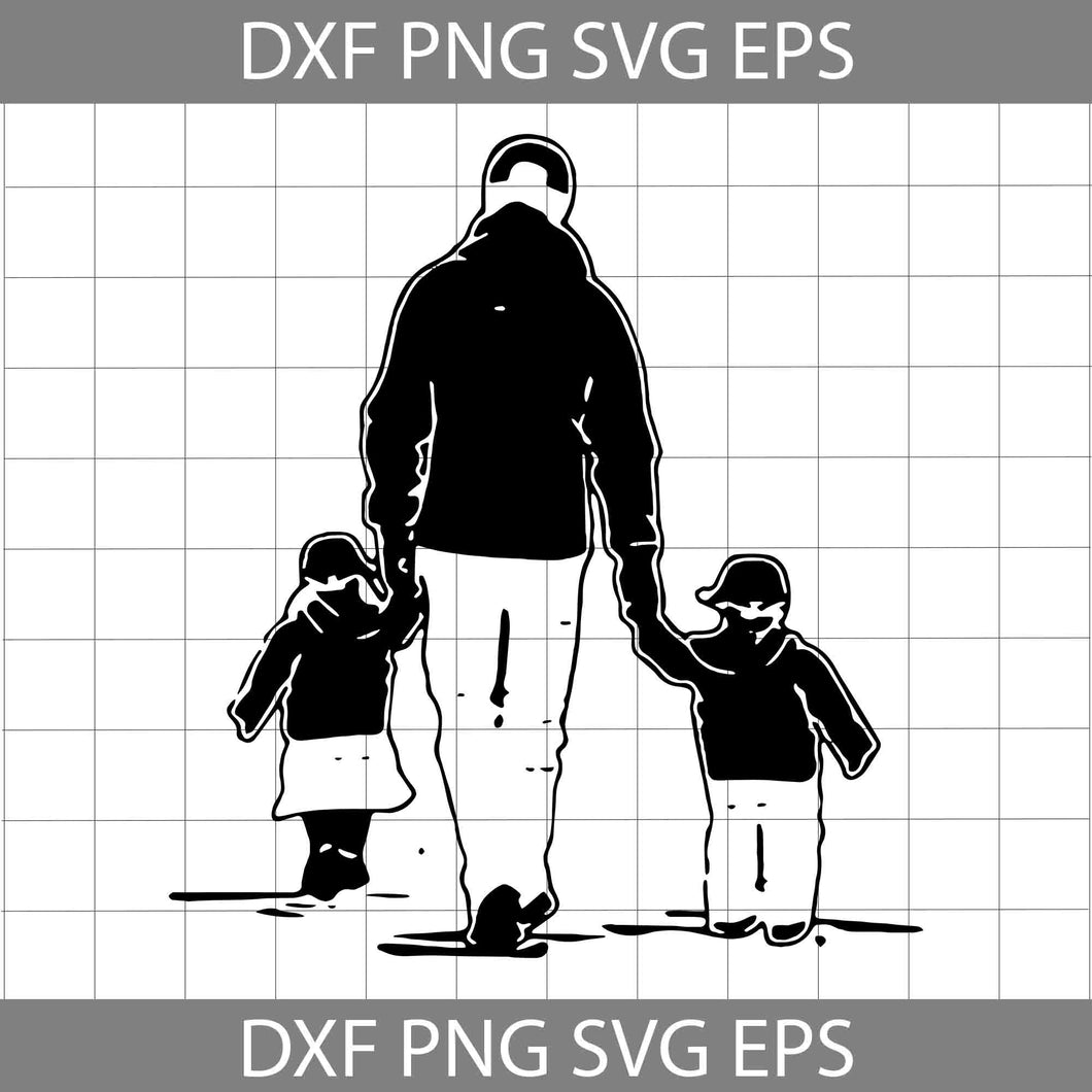 Father With Daughter And Son SVG, Father Son Daughter SVG, Fathers Day SVG, Dad Son Daughter SVG, Father's day Svg, Cricut File, Clipart, Svg, Png, Eps, Dxf