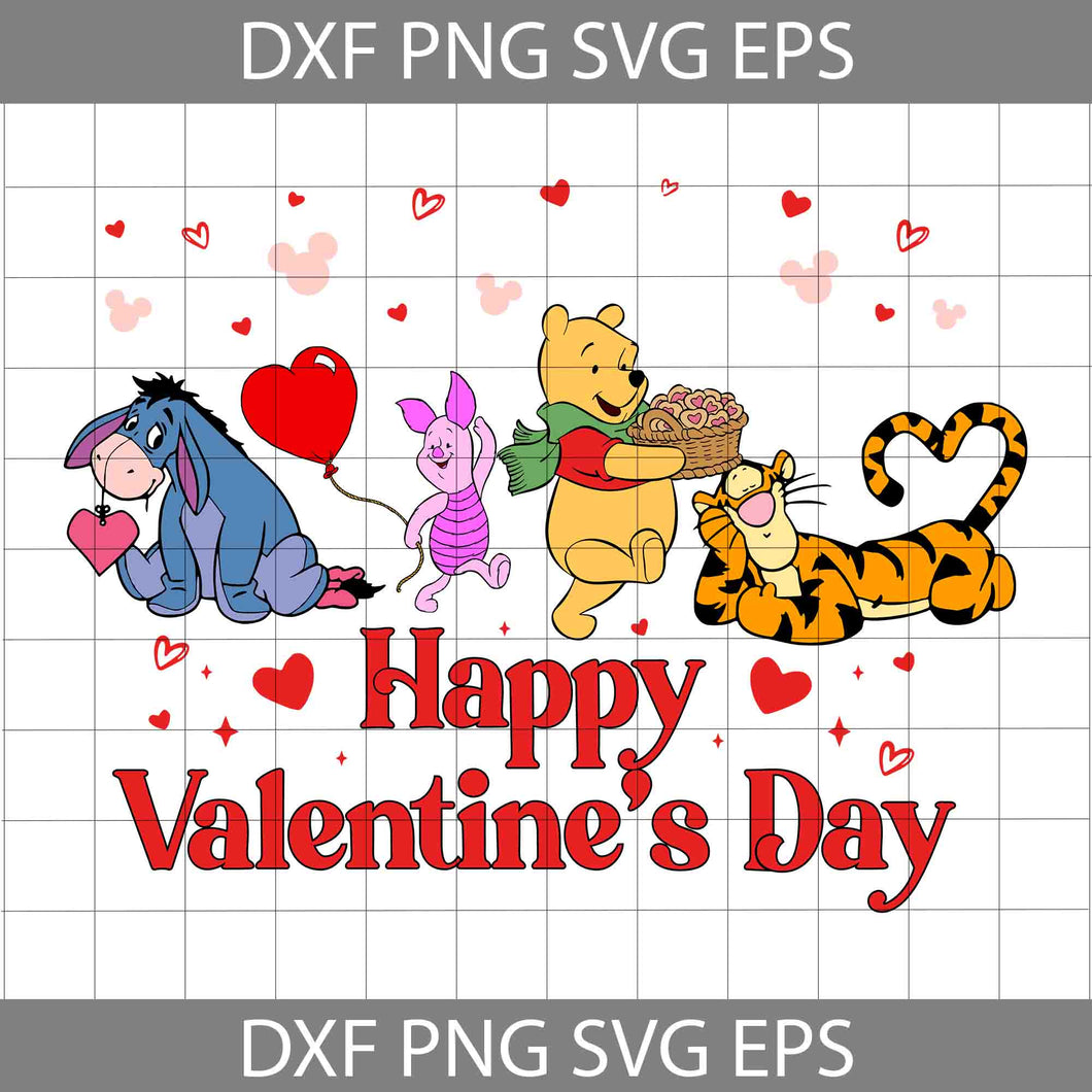 Valentines Bear And Friends Svg, Bear Svg, Cartoon Svg, Valentine's Day Svg, Cricut File, Clipart, Svg, Png, Eps, Dxf