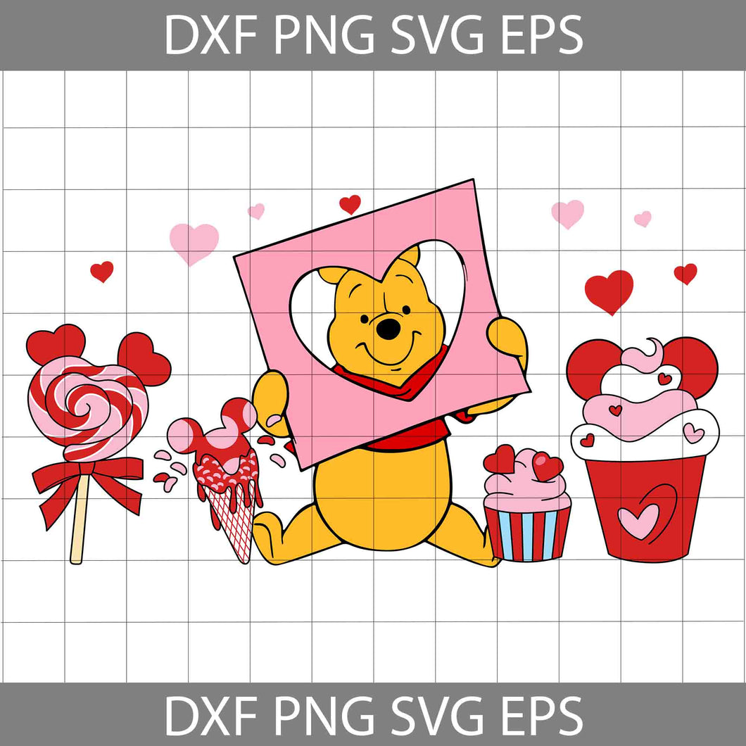 Bear Svg, Cartoon Svg, Valentine's Day Svg, Cricut File, Clipart, Svg, Png, Eps, Dxf