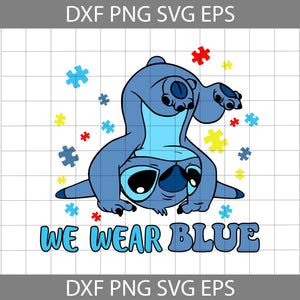 We Wear Blue Autism Svg, Autism Puzzle Piece Svg, Cartoon Svg, Autism Svg, Cricut File, Clipart, Svg, Png, Eps, Dxf