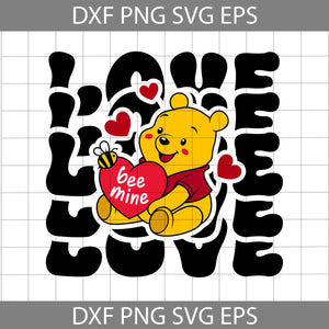 Bear Bee Mine Heart Svg, Bear Valentine Svg, Cartoon Svg, Valentine's Day Svg, Cricut File, Clipart, Svg, Png, Eps, Dxf