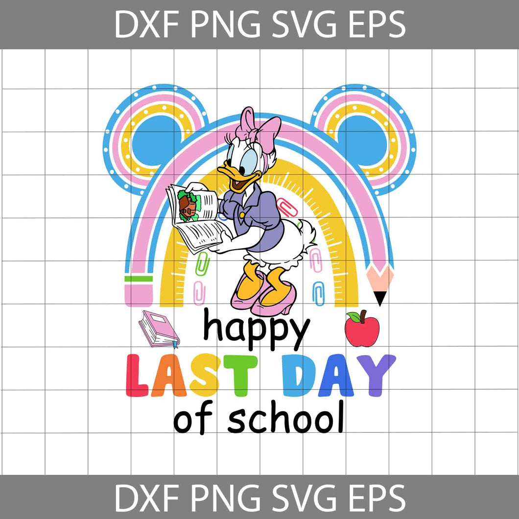 Happy Last Day Of School Duck Svg, Duck Svg, Cartoon Svg, Back To School Svg, Cricut File, Clipart, Svg, Png, Eps, Dxf