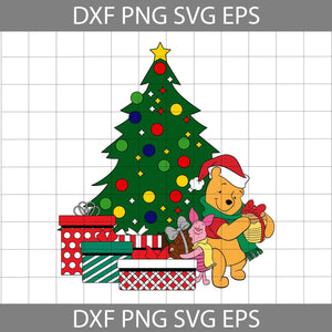 Bear Christmas Svg, Hat And Tre Christmas Svg, Cartoon Svg, Christmas Svg, Cricut File, Clipart, Svg, Png, Eps, Dxf