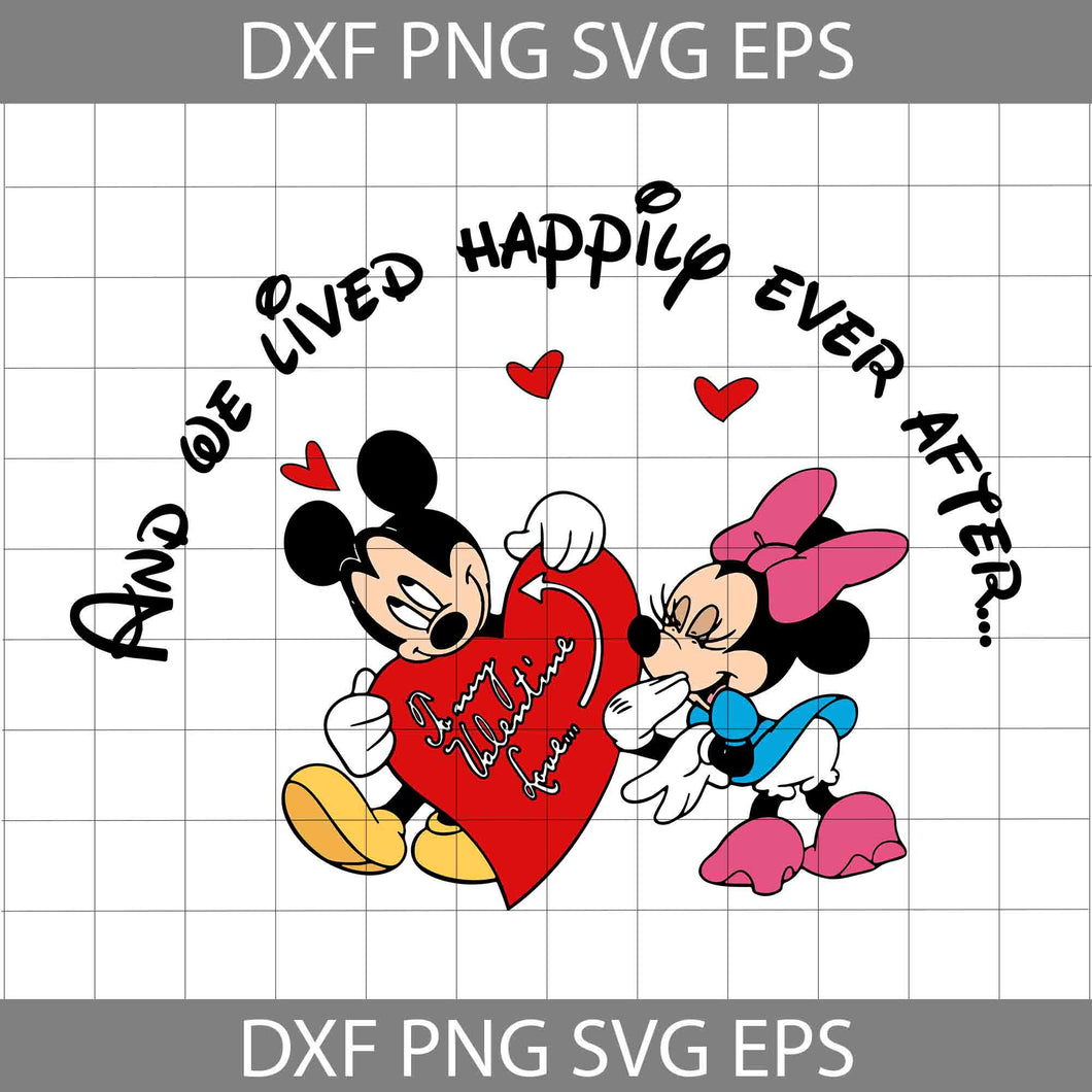 Mouse Couple Svg, We Lived Happily Ever After Svg, Couple Mouse Love Svg, Valentine Heart Svg, Mouse Svg, Cartoon Svg, Valentine's Day Svg, Cricut File, Clipart, Svg, Png, Eps, Dxf