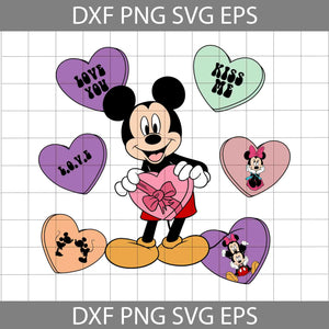 Love You Svg, Kiss Me Svg, Mouse Svg, Happy Valentine's Day Svg, Cartoon Svg, Valentine's Day Svg, Cricut File, Clipart, Svg, Png, Eps, Dxf