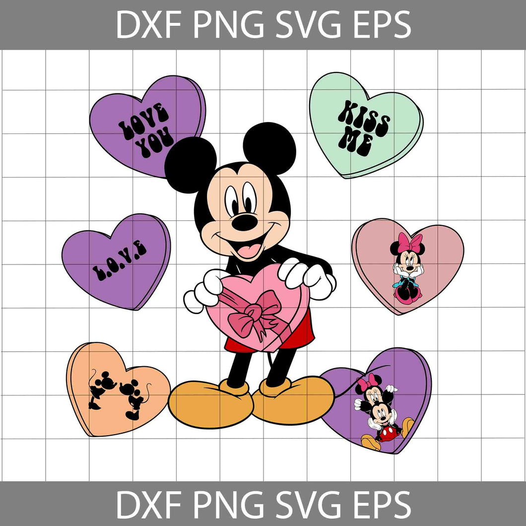 Love You Svg, Kiss Me Svg, Mouse Svg, Happy Valentine's Day Svg, Cartoon Svg, Valentine's Day Svg, Cricut File, Clipart, Svg, Png, Eps, Dxf