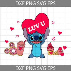 Luv U Svg, Valentines Svg, Happy Valentine's Day Svg, Cartoon Svg, Valentine's Day Svg, Cricut File, Clipart, Svg, Png, Eps, Dxf