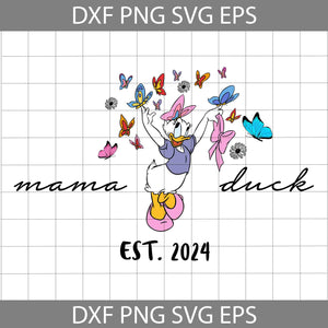 Mama Duck Est 2024 Svg, Duck Svg, Cartoon Svg, Mother's Day Svg, Cricut File, Clipart, Svg, Png, Eps, Dxf