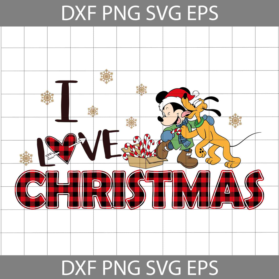 I Love Christmas Svg, Mouse Christmas Svg, Merry Christmas Svg, Cartoon Svg, Christmas Svg, Cricut File, Clipart, Svg, Png, Eps, Dxf