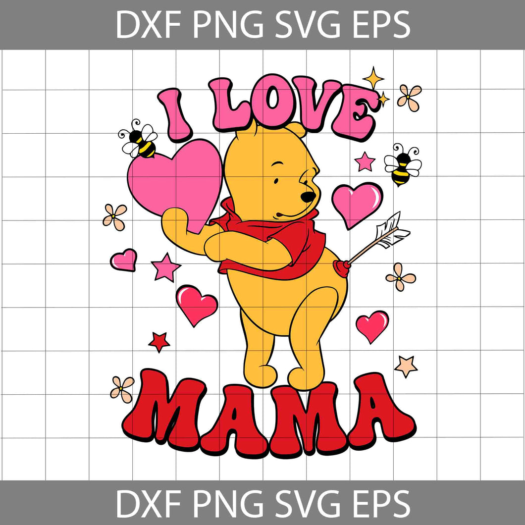 Groovy I Love Mama Bear Svg, Bear Svg, Cartoon Svg, Mother's Day Svg, Cricut File, Clipart, Svg, Png, Eps, Dxf