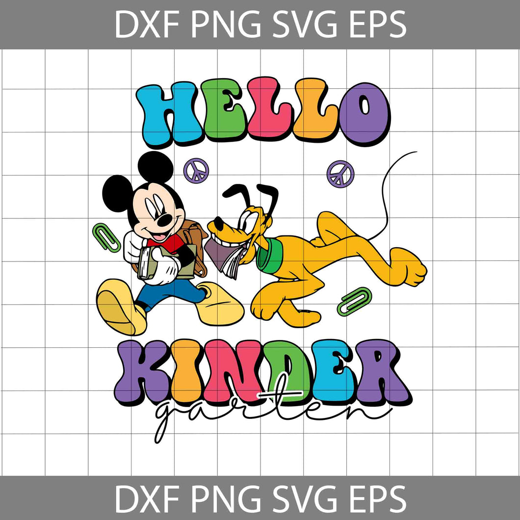 Hello Kindergarten SVG, Mouse Back To School SVG, Kindergarten Svg, Cartoon Svg, Back To School Svg, Cricut File, Clipart, Svg, Png, Eps, Dxf