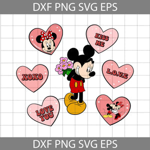 Valentine Heart Svg, Mouse Svg, Cartoon Svg, Valentine's Day Svg, Cricut File, Clipart, Svg, Png, Eps, Dxf