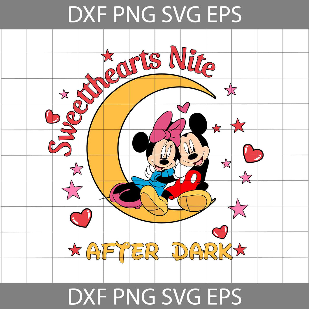 Sweethearts Nite Svg, Couple Mouse Love Svg, Valentine Heart Svg, Mouse Svg, Cartoon Svg, Valentine's Day Svg, Cricut File, Clipart, Svg, Png, Eps, Dxf