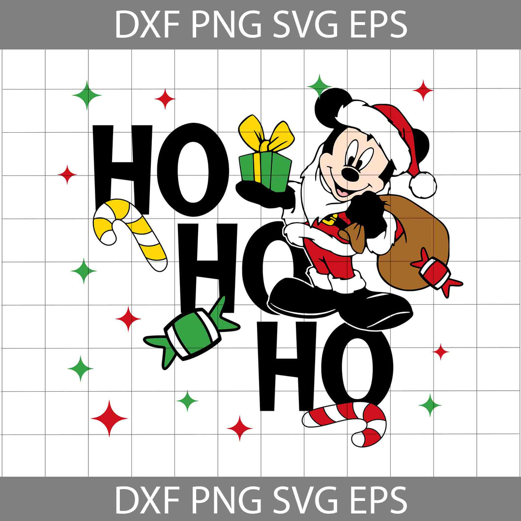 Ho Ho Ho Christmas Svg, Mouse Santa Claus Svg, Mouse Candy Christmas Svg, Mouse Christmas Svg, Merry Christmas Svg, Cartoon Svg, Christmas Svg, Cricut File, Clipart, Svg, Png, Eps, Dxf