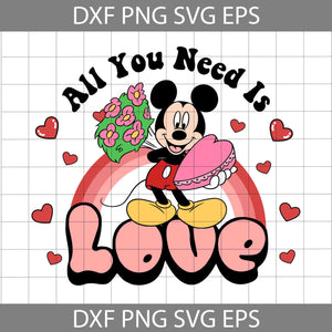 Valentine Heart Svg, Svg, Mouse Svg, Cartoon Svg, Valentine's Day Svg, Cricut File, Clipart, Svg, Png, Eps, Dxf