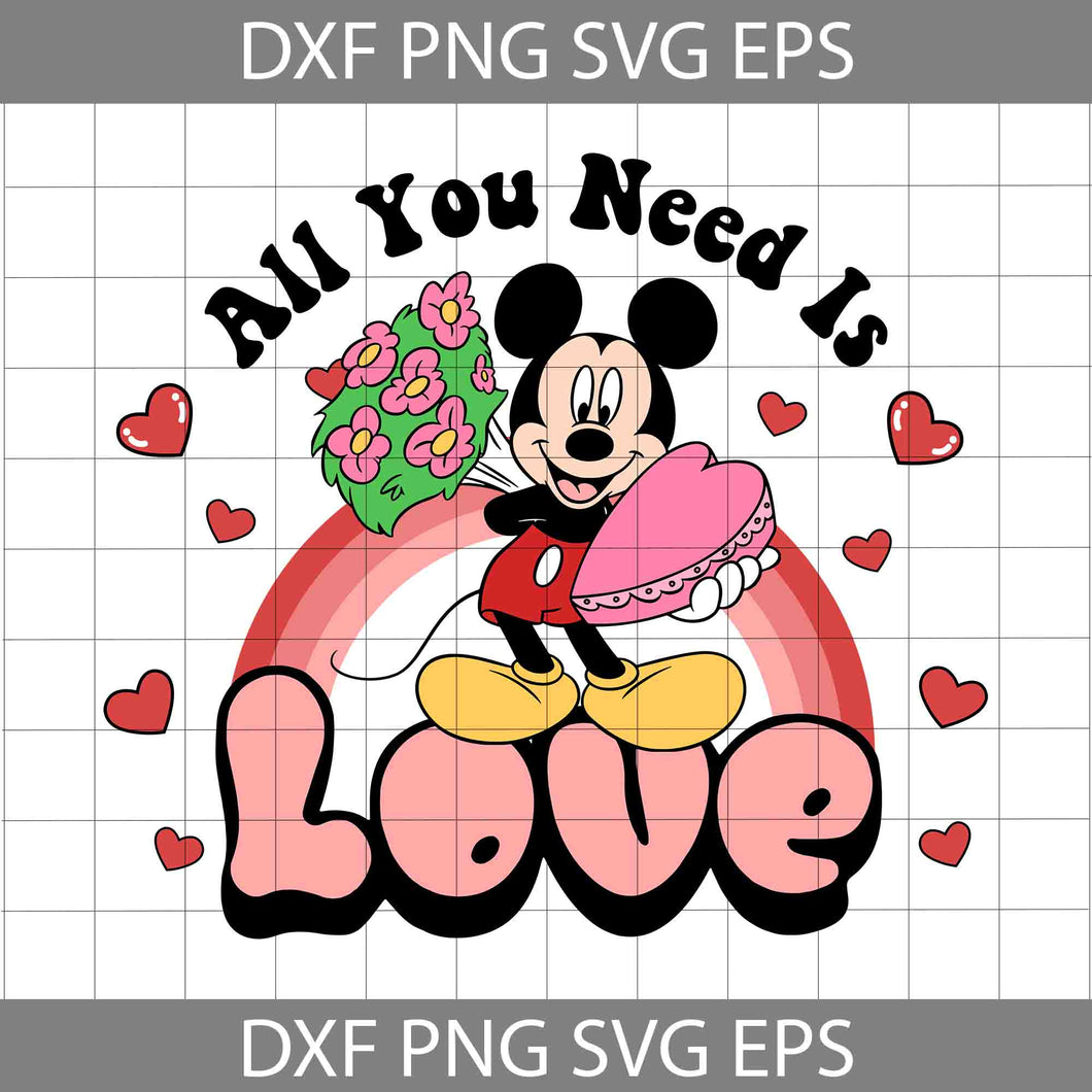 Valentine Heart Svg, Svg, Mouse Svg, Cartoon Svg, Valentine's Day Svg, Cricut File, Clipart, Svg, Png, Eps, Dxf