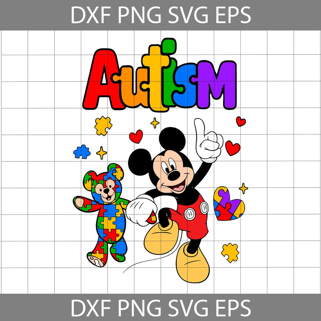 Autism Mouse And Bear Friend Svg, Autism Svg, Mouse Autism Svg, Cartoon Svg, Autism Svg, Cricut File, Clipart, Svg, Png, Eps, Dxf