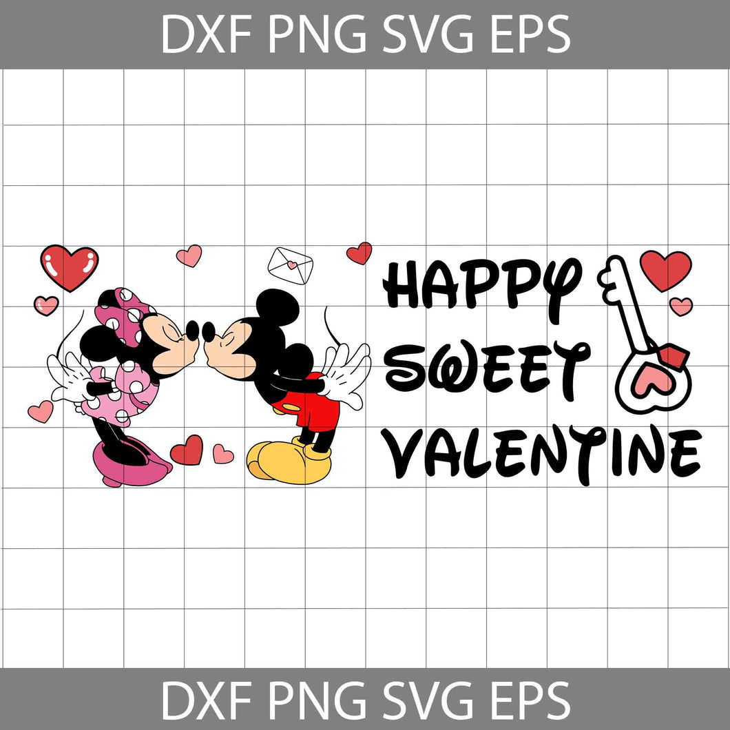 Mouse Couple Svg, Happy Sweet Valentine Svg, Couple Mouse Love Svg, Valentine Heart Svg, Svg, Mickey Mouse Svg, Minnie Mouse Svg, Cartoon Svg, Valentine's Day Svg, Cricut File, Clipart, Svg, Png, Eps, Dxf