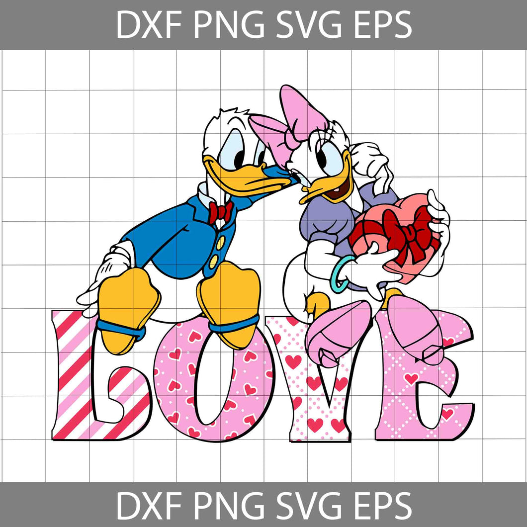 Duck Love Svg, Duck Svg, Cartoon Svg, Valentine's Day Svg, Cricut File, Clipart, Svg, Png, Eps, Dxf