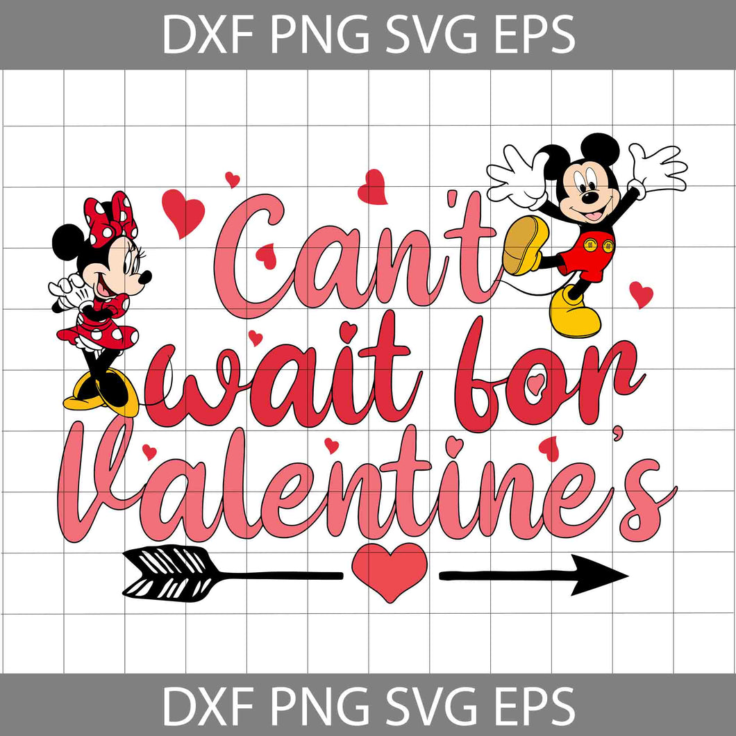 Can't Wait For Valentine's Svg, Valentine Mouse Hearts Svg, Mouse Couple Svg, Mouse Svg, Cartoon Svg, Valentine's Day Svg, Cricut File, Clipart, Svg, Png, Eps, Dxf