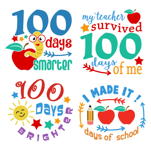  100 Days Cuttable Design svg, 100 Days smarter, My teacher survived 100 days of me, 100 days brighter, I made it, Cricut File, Clipart, Bundle, School svg, png, eps, dxf