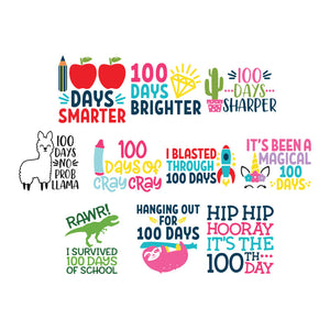 100 Days of school svg, Hanging out for 100 days svg, 100 Days smarter svg, 100 days brighter svg, 100 days no prob llima svg, school svg, cricut file, clipart, bundle, svg, png, eps, dxf