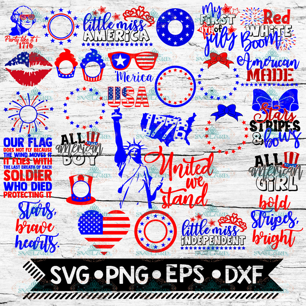 4th July SVG Bundle | SVG Cut files | commercial use | instant download | printable vector clip art