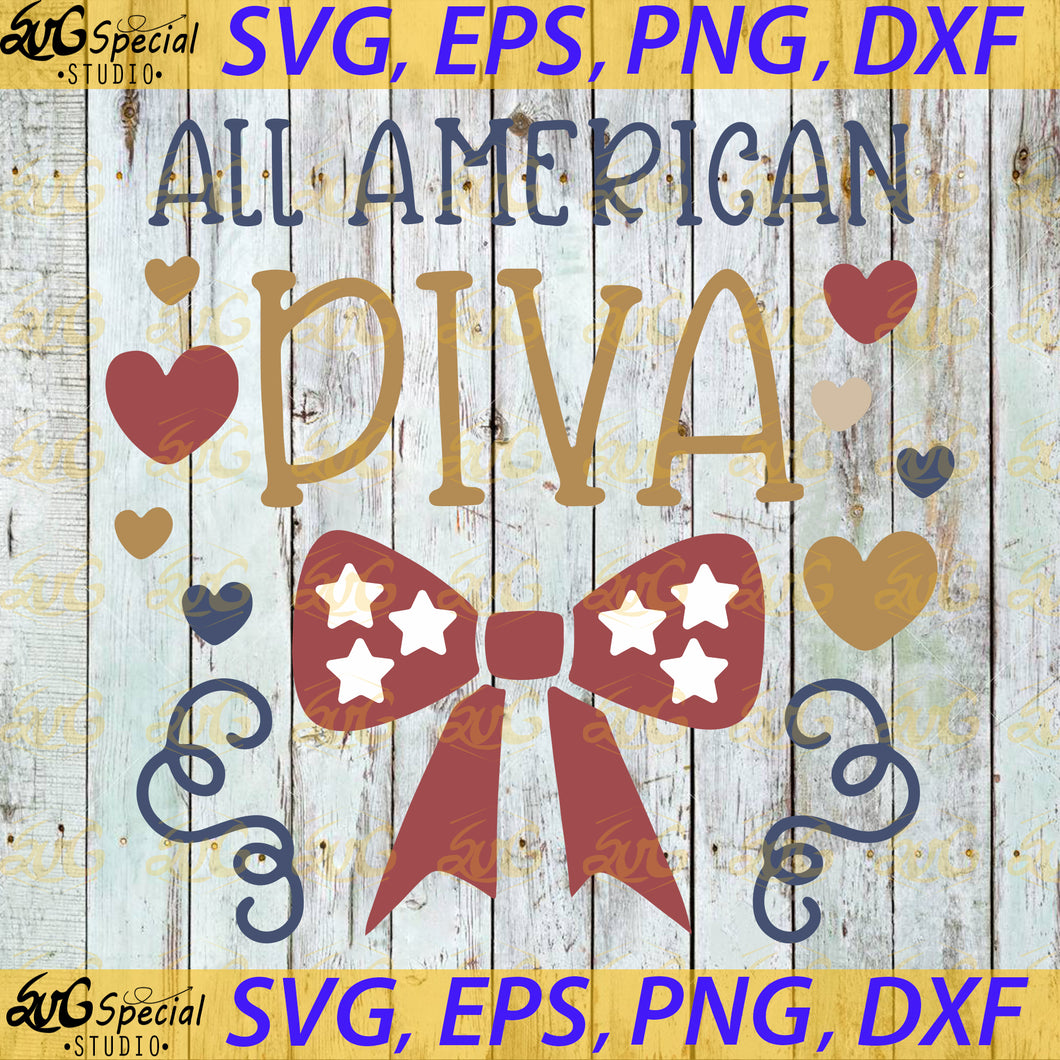 All American Diva Svg, Silhouette Cameo, Cricut File, American Flag Svg, Independence Day, 4th Of July Svgey Svg